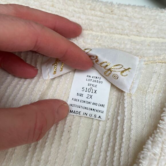 VTG Herbercraft Chenille Housecoat Robe 2X Textured Ivory Oversized Cozycore - Picture 10 of 12